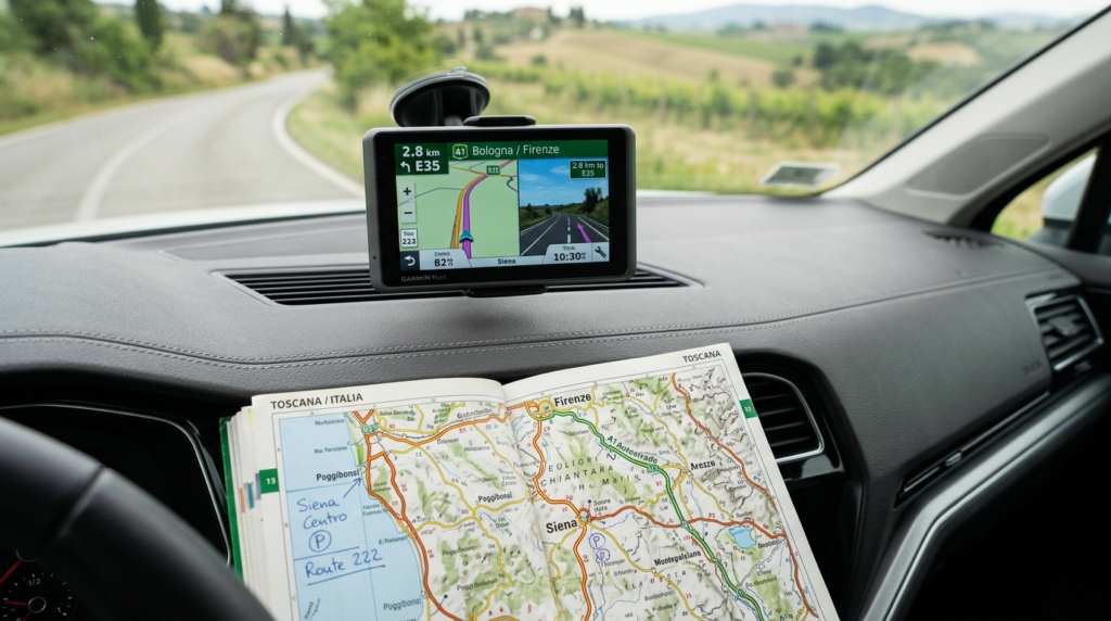 Professional stock photo of a detailed close-up of a GPS nav